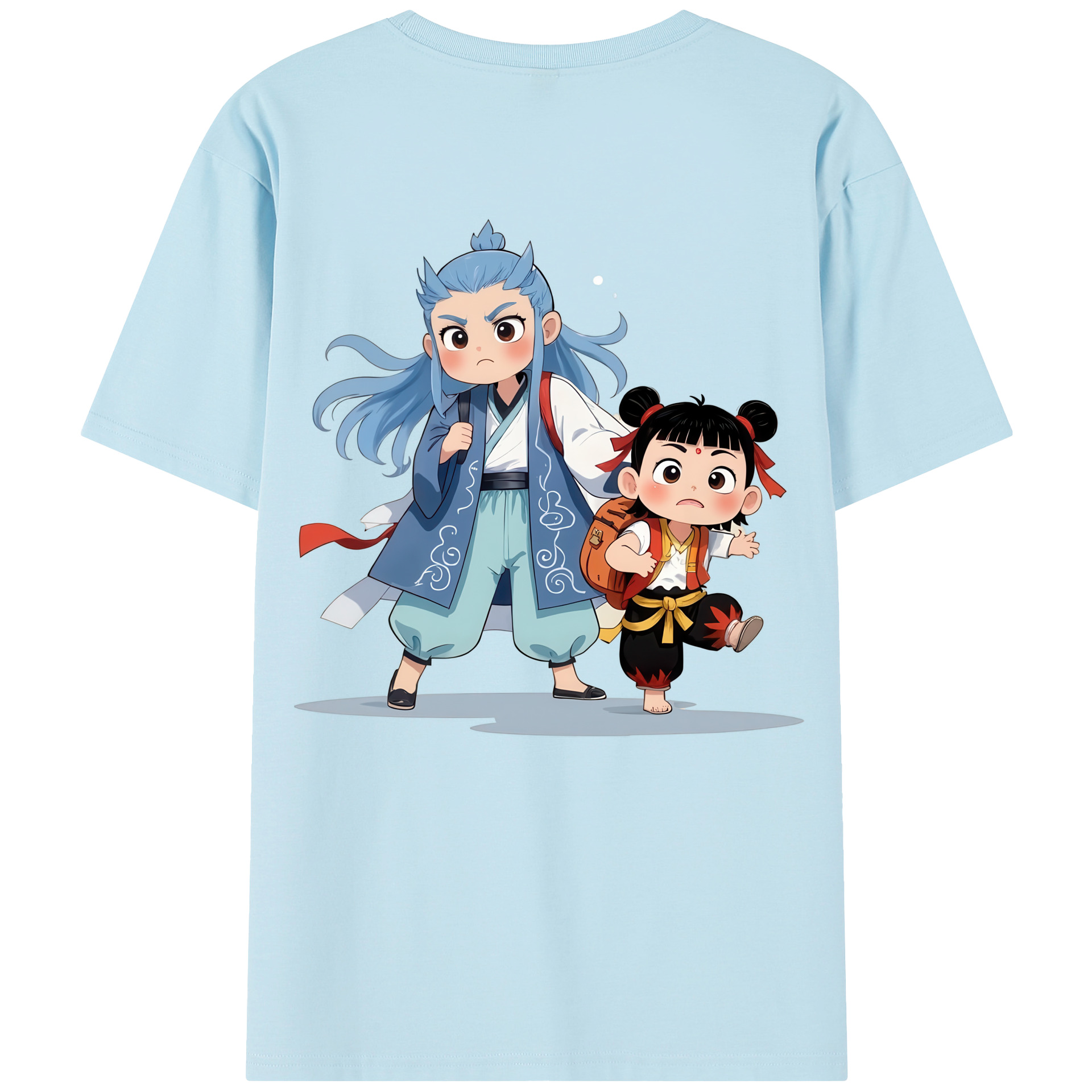 （画像用） Ne Zha 2 ナタ 魔童の大暴れ 綿100％半袖Tシャツ（背面プリント）